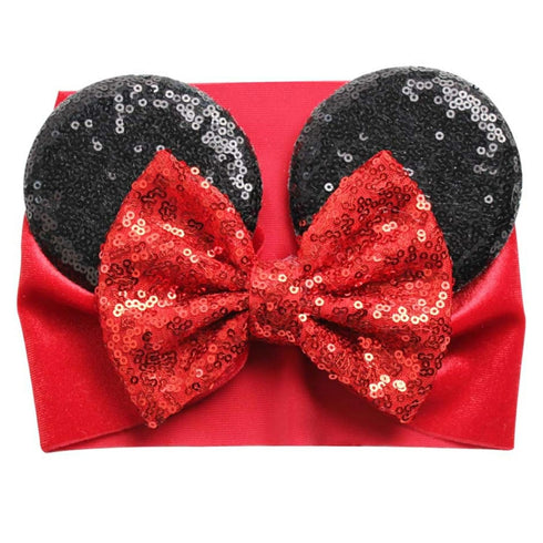 J&J Boutiques Mouse Ears Headband/Headwrap for Toddler, Baby, Kids - Party Supplies, Red