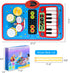 2-in-1 Musical Mat Toys - Piano Keyboard & Drum Set with 2 Drum Sticks for 1-5 Year Old Boys & Girls, Blue