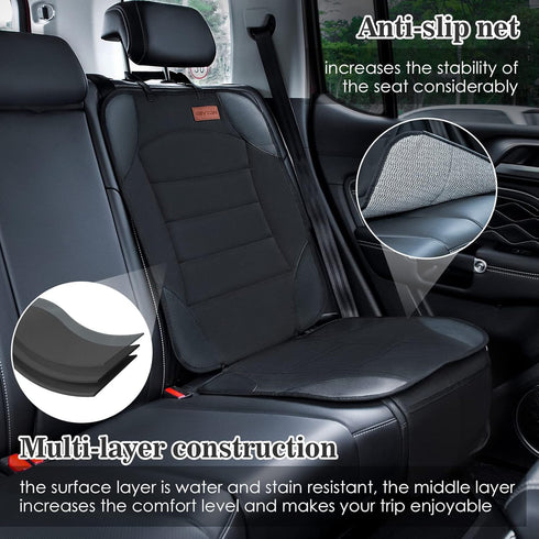 Siivton Car Seat Protector for Child Car Seat - Non-Slip, Waterproof with 2 Mesh Pockets (Black)
