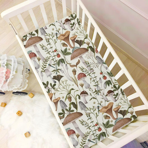 Maunzc 28"x52" Mushrooms and Berries Crib Sheets Soft Mattress Cover for Baby and Toddler Comfort, Standard Size