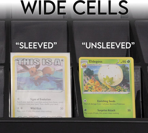 Toy Vault Trading Card Sorting Trays, 3-Pack 15-Slot Black Card Tray Organizer for CCG Games