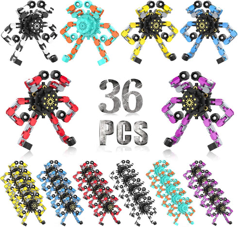 Szcuelz Easter Basket Stuffers 36PC Transformable Fidget Spinner for Kids,Deformable Chain DIY Robot