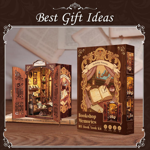 CUTEBEE Book Nook Kit - DIY Miniature House Dollhouse Kit for Adult and Teens, Booknook Bookshelf Decor Alley Model