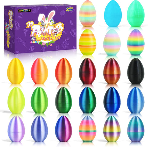 24 PCS 3D Printed Eggs, 2.36" Empty Eggs Fillable Eggshells for Easter