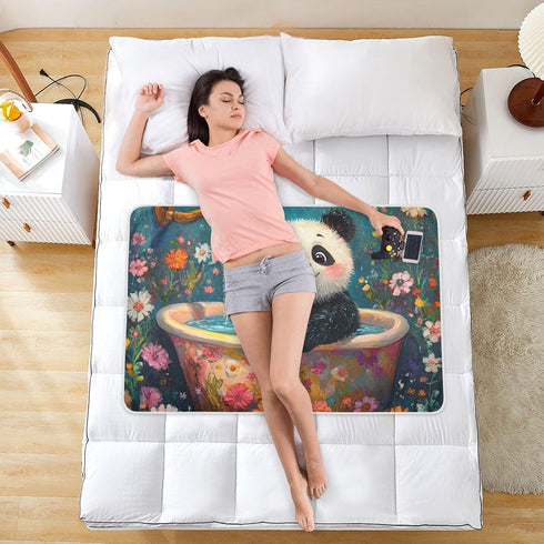 Yoogain 52" 34" Cartoon Panda Retro Bathtub Bed Underpads Waterproof Washable Potty Training Cover Breathable Pee Mats