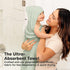 2-Pack, 35x35 KeaBabies Muslin Hooded Baby Towels for Newborn Girls, Boys - Organic Cotton Baby Bath Towels Hooded