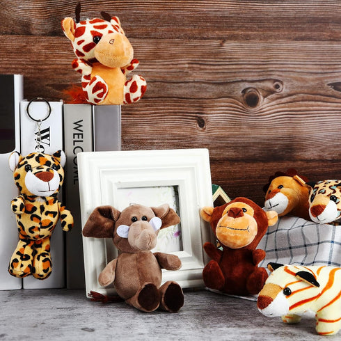 18 4.8 Inch Summer, HyDren Pcs Small Safari Stuffed Animals Bulk Jungle Animal Mini Plush Toy Lion Tiger Elephant