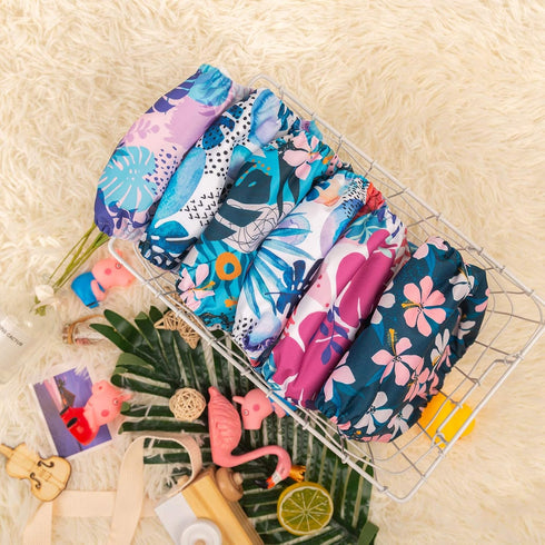 6 Pack 10pcs 6FG30 babygoal Reusable Cloth Diapers with Inserts, One Size Adjustable Washable Pocket Nappy Covers