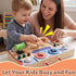 2-4,Wooden Montessori Busy Board for Toddlers Sensory Steering Wheel Toys with LED Light Switch,Travel Toy Educational