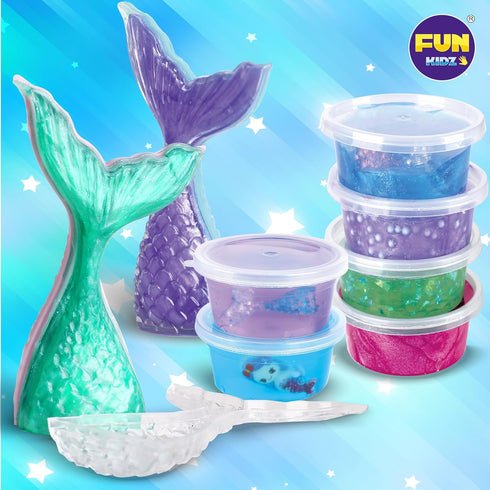 Summer Shimmer 8-12 Gift Mermaid Slime Kit for Girls, FunKidz Slime Making Kit for Kids Age DIY Soft Glitter Glossy
