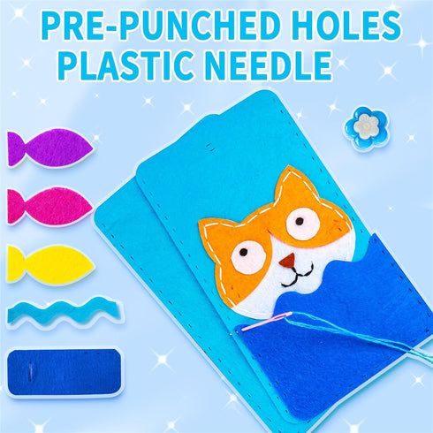 HKKYO Sewing Kit for Kids, Craft Kits for Ages 4-12, My First Sewing Kits with 7 Sew Projects for Girls and Boys