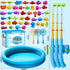LILYBUDS 3-5 4-8, Magnetic Fishing Pool Toys Game for Kids Toddlers Fishing Water Table Bathtub Toy with Inflatable