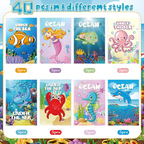 Estune 40 Pcs Ocean Coloring Books Bulk Under The Sea Party Favors Mini Small Coloring Book Bulk Birthday Party Gift