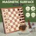 ECOCRAFTER 15'' 2 1 set (2 set Sets in Wooden Magnetic chess and checkers Extra Queens, Foldable Chess & Cotton Storage