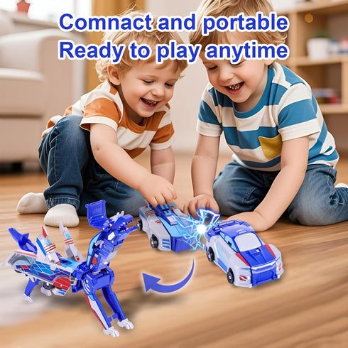 vixiwi 2 1 3-6, Magnetic Transforming Dinosaur Car Toys, in Collision Transform Robot Cars for Boys Girls Ages Toddler
