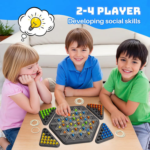 2-4 Triangle Chain Strategy Board Game: Portable Chain Triangle Chess Game for Family Game Night, Travel & Party Fun