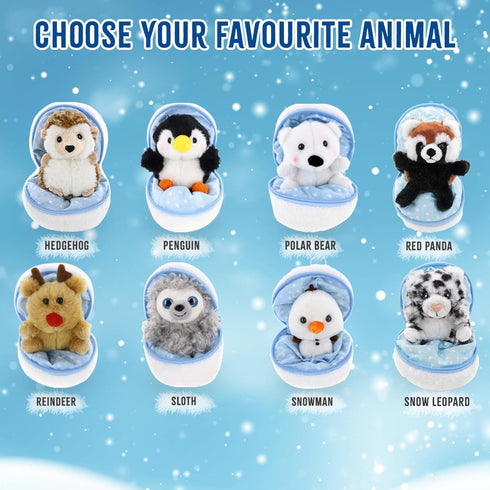 Snowball Stuffed Surprise Zip Up Animal, 6 inch Cute & Soft Plush Toy, Perfect for Friends and Family