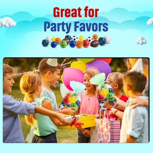 Bulk Mini Stress Balls (25 Pack) 2-3 Inch Soft Squeezable Fidget Toy Balls, Variety of Shapes & Colors for Kids Party