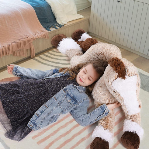 Tezituor 4ft Giant Horse Stuffed Animal, 47 Inch Soft Plush Hugging Pillow, Realistic Large Brown Horse Toy