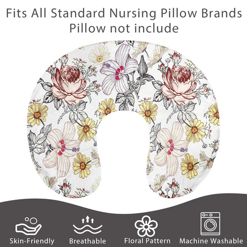 Set Baby Crib Include Crib Sheet, HNHUAMING Daisy Floral Baby Receiving Blanket, Nursing Pillow Cover for Boys Girls