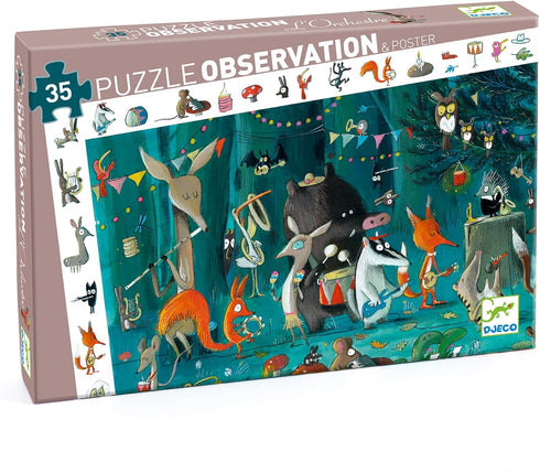 DJECO The Orchestra 35pc Observation Jigsaw Puzzle + Poster