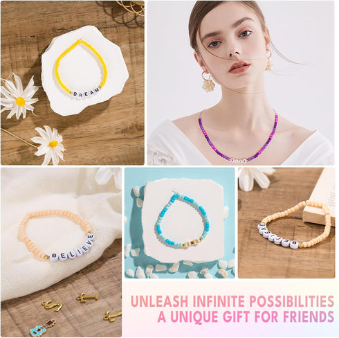 Goldwise Friendship Bracelet Making Kit, 2 Boxes-4952 Pcs with 24 Colors, 3450 Pcs Glass Seed Beads, 1040 Pcs Letter