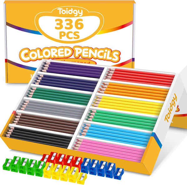 336 Packs Colored Pencils Bulk Classroom, Colored Pencils for Kids 12 Assorted