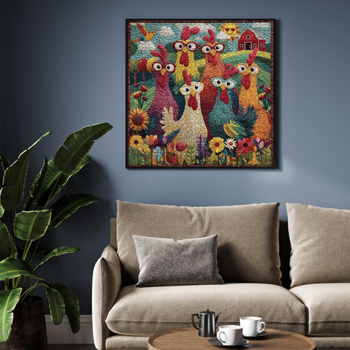 PICKFORU 1000 Chicken Puzzles for Adults Piece, Funny Chicken Jigsaw Puzzle, Garden Farm Flower Animal Rooster Themed