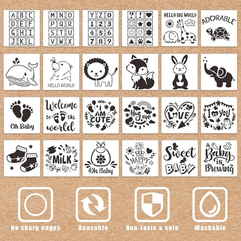 SytuHete 69 Set Pcs Baby Bib Bodysuit Baby Shower Baby Shower Game Sign Baby Feeder Bib Newborn Bodysuit Fabric Marker