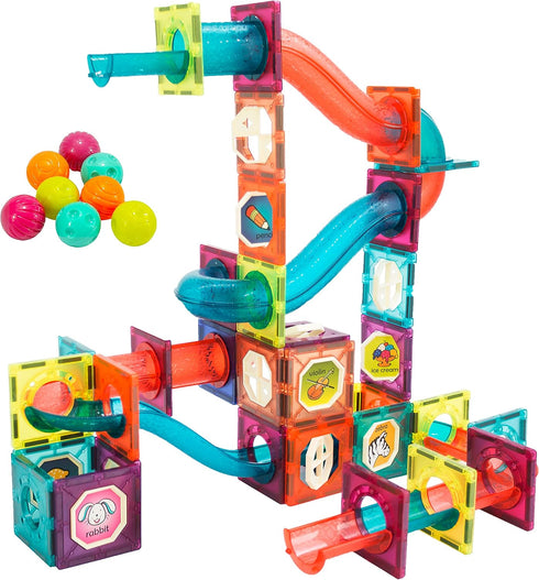 LTKFFFdp Magnetic Building Blocks - STEM Educational Toys for Kids Ages 4-12, Ball Track and 3D Stacking Set