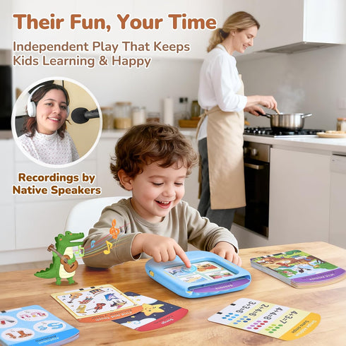106 20 2-6 JoyCat Bilingual Kids Learning Tablet, Pages Spanish & English Talking Cards with Interactive Games