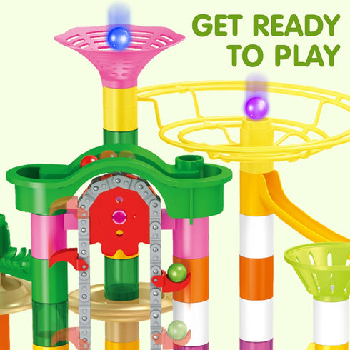 JOYIN 236Pcs Glowing Marble Run - Motorized Elevator Construction Building Blocks Toys for STEM Gifts