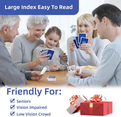 6 Pack, Fanwer Large Print Playing Cards Deck of Cards for Seniors, Vision Impaired, Low Vision Crowd, Poker Playing