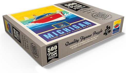 MyPuzzle Michigan: The Great Lakes State - Premium 500 Piece Jigsaw Puzzle for Adults