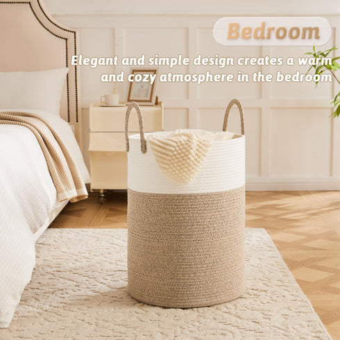 Hamper,60L Artfeel Laundry Basket,Woven Cotton Rope Laundry for Decor Storage of Dirty Clothes,Toys and Blankets