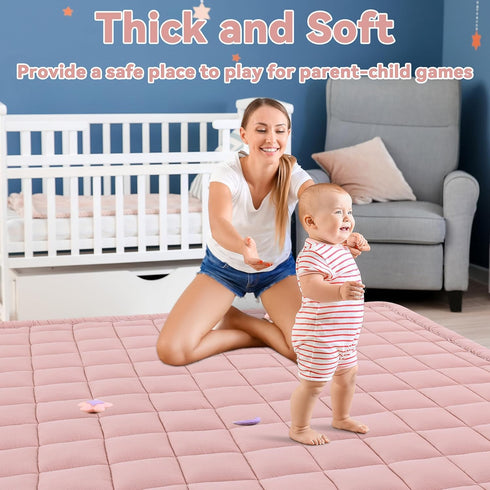 100% 50x50 BALAPET Cotton Muslin Play Mat for Playpen, Soft Baby Playpen Mat for Kids Toddler Crawling and Play