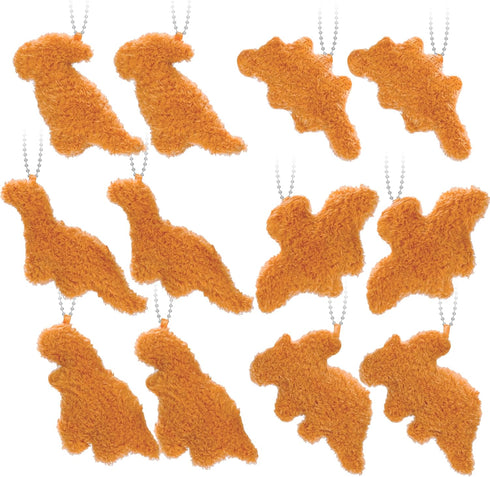 12 Pcs Dino Nugget Plush Keychain Party Favors, Mini Plush Pillow Charm Keyring for Kids Birthday