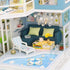 1:24 Cool Beans Boutique Miniature Dollhouse DIY Kit - Wooden Blue Townhouse with Pool