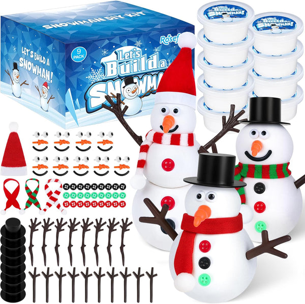 RoseFog 9 Pack Christmas Crafts, DIY Christmas Snowman Clay for Kids, Build