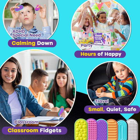 6-Pieces Magnetic Fidget Toys for Adults & Kids -Textured Sensory Toys for Autism Children Stress - Quiet Stress