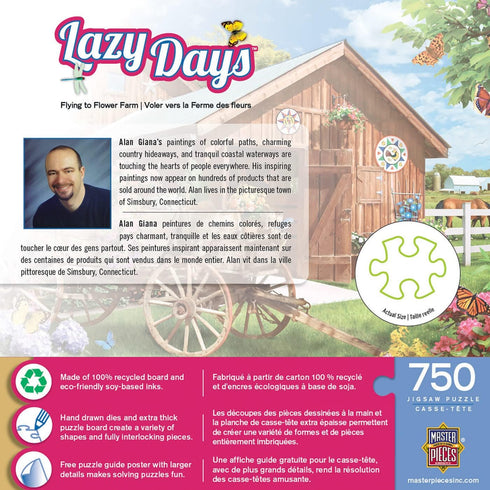 Masterpieces 750 Piece Jigsaw Puzzle for Adults and Family - Flying to Flower Farm - 18"x24"