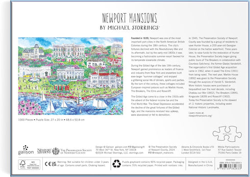 Galison Newport Mansions - 1000 Piece Michael Storrings Jigsaw Puzzle Featuring Artwork of Famous Newport Mansions