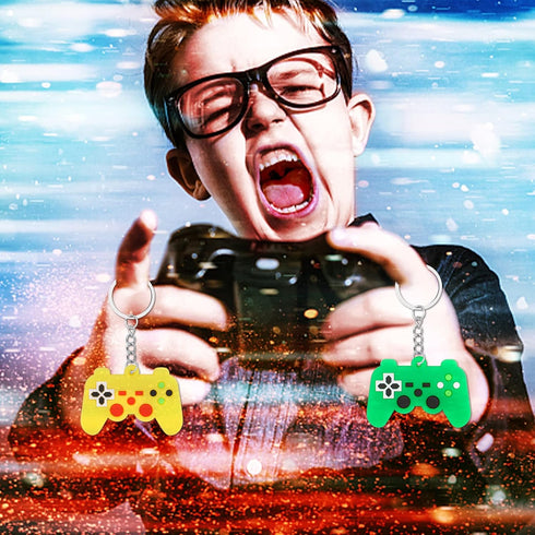 30PCs Video Game Party Favors Keychains - Game Controller Keychains for Boys and Girls Birthday Goodie Bag Fillers