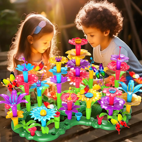 102Pcs Flower Garden Building Toys for Girls Age 3-7, Upgrade DIY Stacking Toys, STEM Educational Toddler Toys