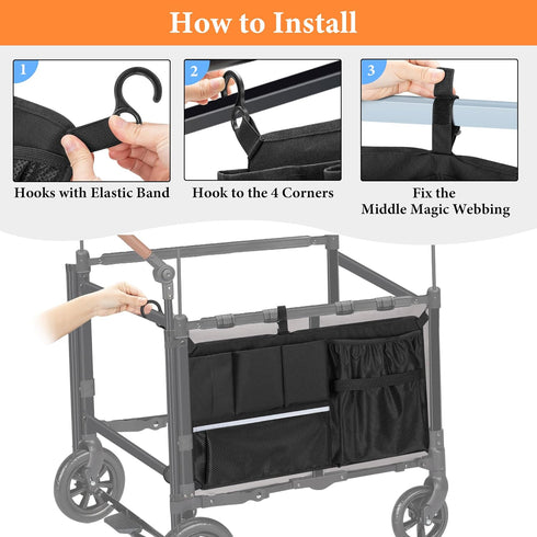 Stroller Wagon Cargo Net, Wagon Accessories Organizer Compatible with WONDERFOLD W-Series Models, Large Capacity Mesh