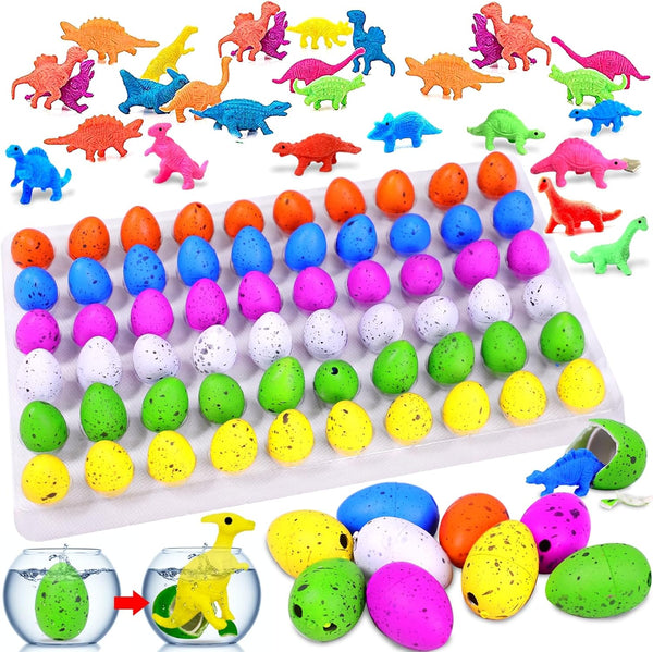 60 Pcs Hatching Dinosaur Eggs Party Favors for Kids, Grow in Water Dino Eggs with Toys Inside