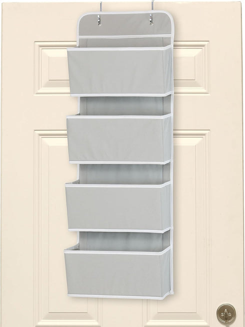 Simple Houseware Over the Door Wall Mount Hanging Organizer, 4 Pocket, Grey