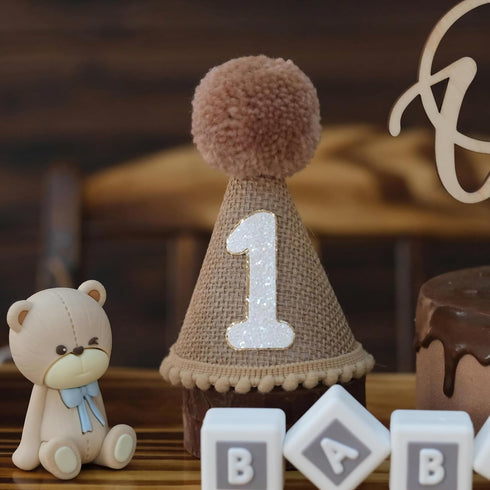 1st Boho Nude Birthday Highchair Wood Bead Tassel Garland Conical Cap Wooden Cake Topper For Boys