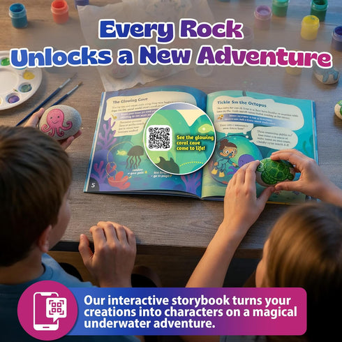 6-12 14 16 2 Pinwheel Crafts Rock Painting Kit for Kids Ages Rocks, Acrylic Paints (Glow & Metallic), Glitter Glues