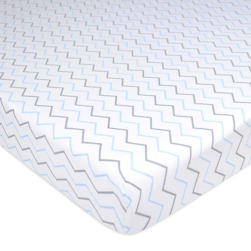 TL Care 100% Natural Cotton Fitted Mini Crib Sheet 38" x 24" - Soft & Breathable, Fits Pack N Play Mattresses, Blue